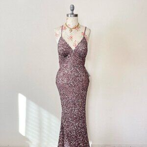 NWT Scala beaded pink sequin formal dress womens size 6‎